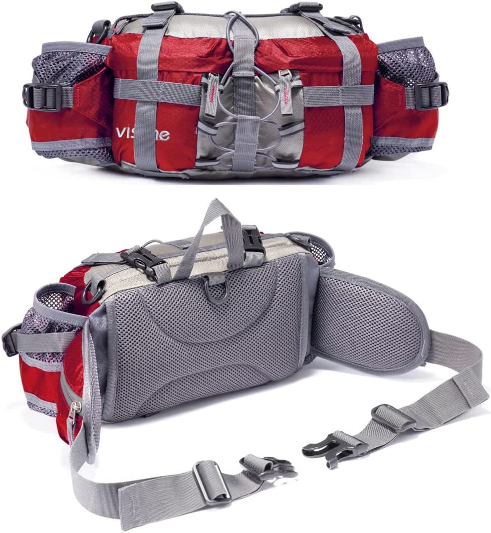 Outdoor Fanny Pack Hiking Fishing Waist Bag 2 Water Bottle Holder Lumbar Pack