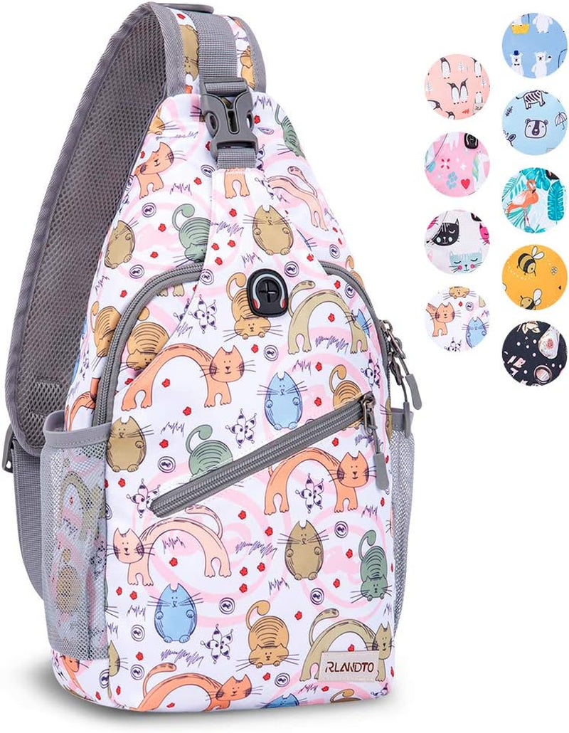 Sling Bag for Women Men, Small Crossbody Sling Backpack, Mini Water Resistant Shoulder Daypack for Travel, anti Thief Chest Bag for Hiking, Sports(Flamingo Blue)