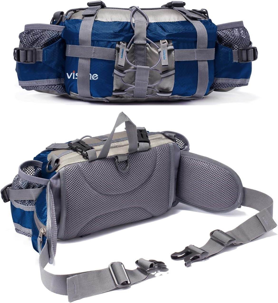 Outdoor Fanny Pack Hiking Fishing Waist Bag 2 Water Bottle Holder Lumbar Pack