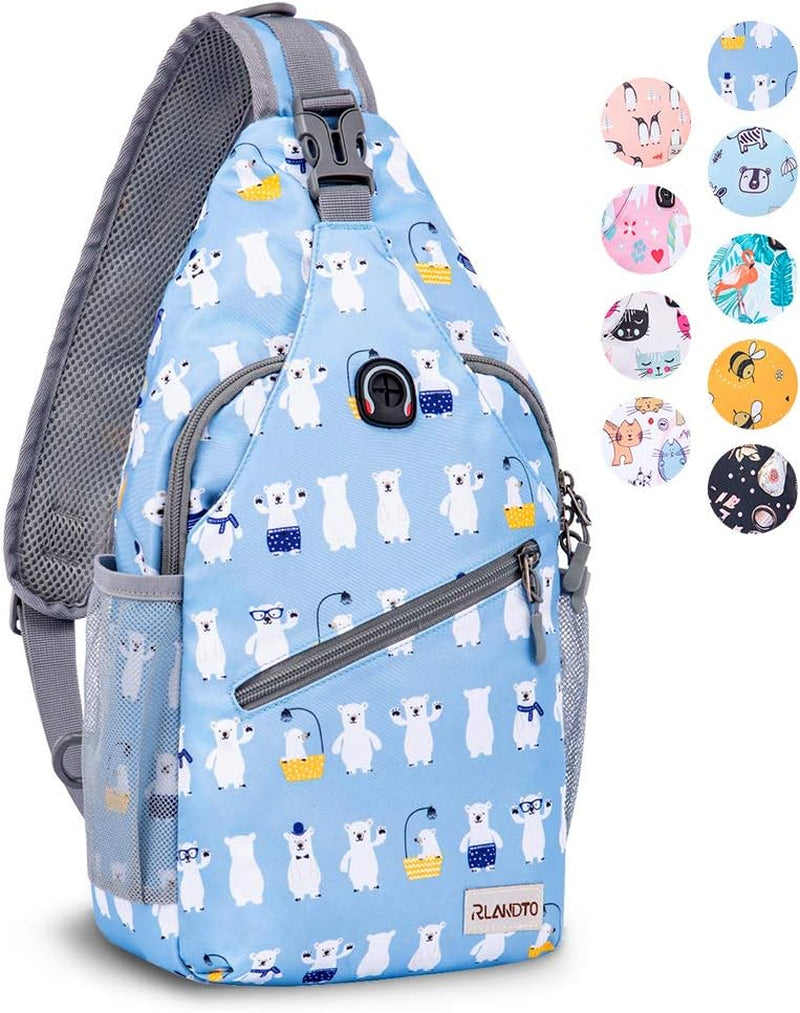 Sling Bag for Women Men, Small Crossbody Sling Backpack, Mini Water Resistant Shoulder Daypack for Travel, anti Thief Chest Bag for Hiking, Sports(Flamingo Blue)