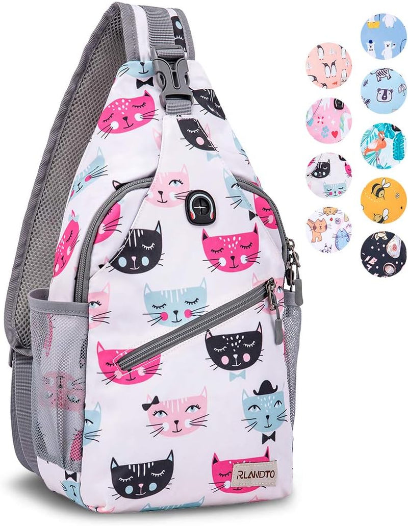 Sling Bag for Women Men, Small Crossbody Sling Backpack, Mini Water Resistant Shoulder Daypack for Travel, anti Thief Chest Bag for Hiking, Sports(Flamingo Blue)