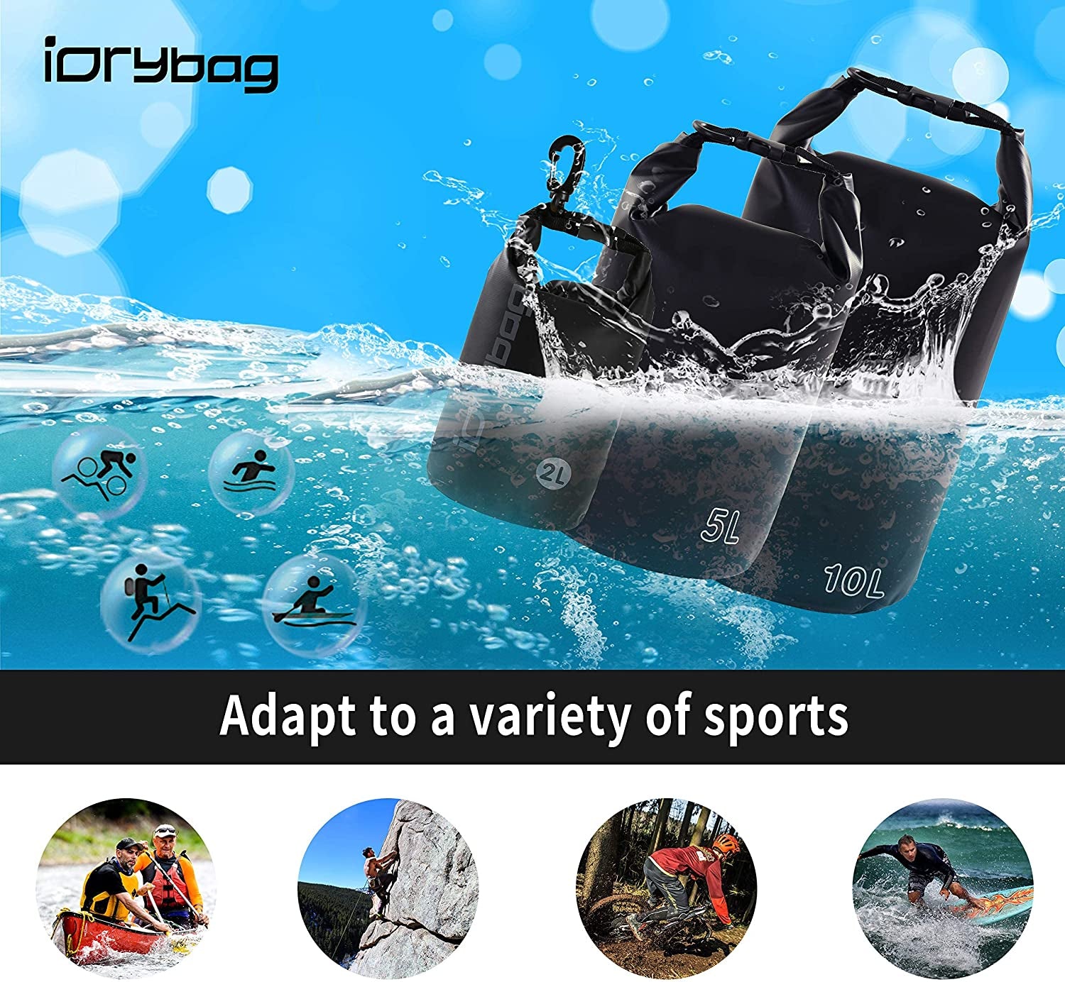 Dry Bags for Kayaking Waterproof 2L/5L/10L/15L/20L, Small Dry Bag Waterproof Floating, Dry Sack Waterproof Bag for Paddleboarding Travel