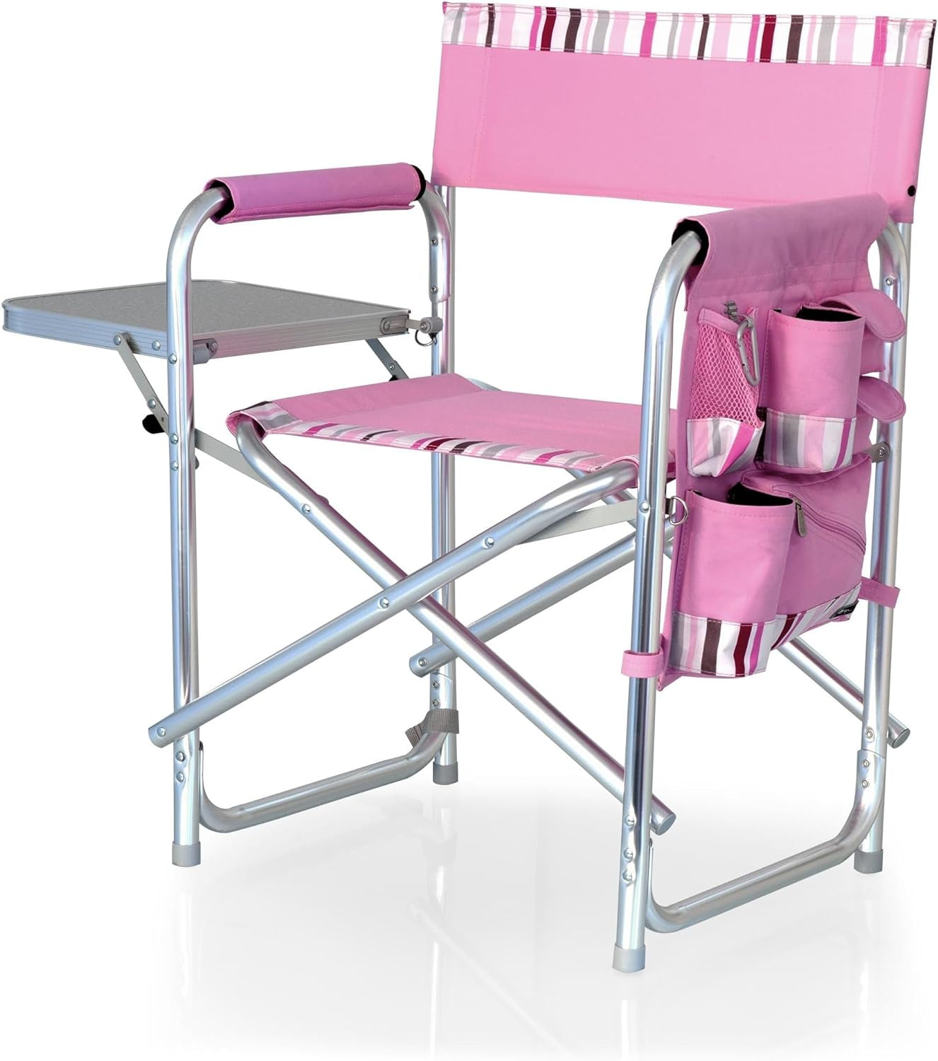 Sports Chair with Side Table, Camping Chair, Beach Chair, Camp Chair for Adults (Red)