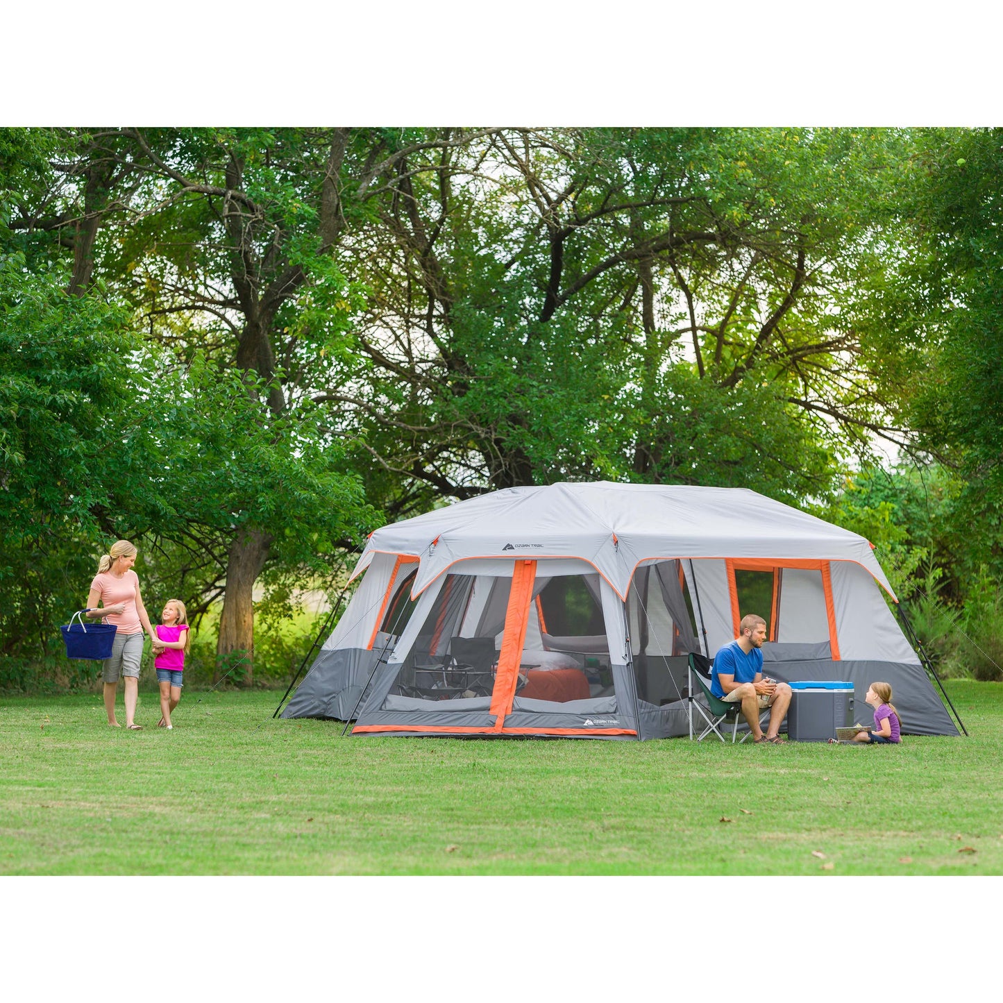 20' X 18' 12-Person 3-Room Instant Cabin Tent with Screen Room, 56.5 Lbs