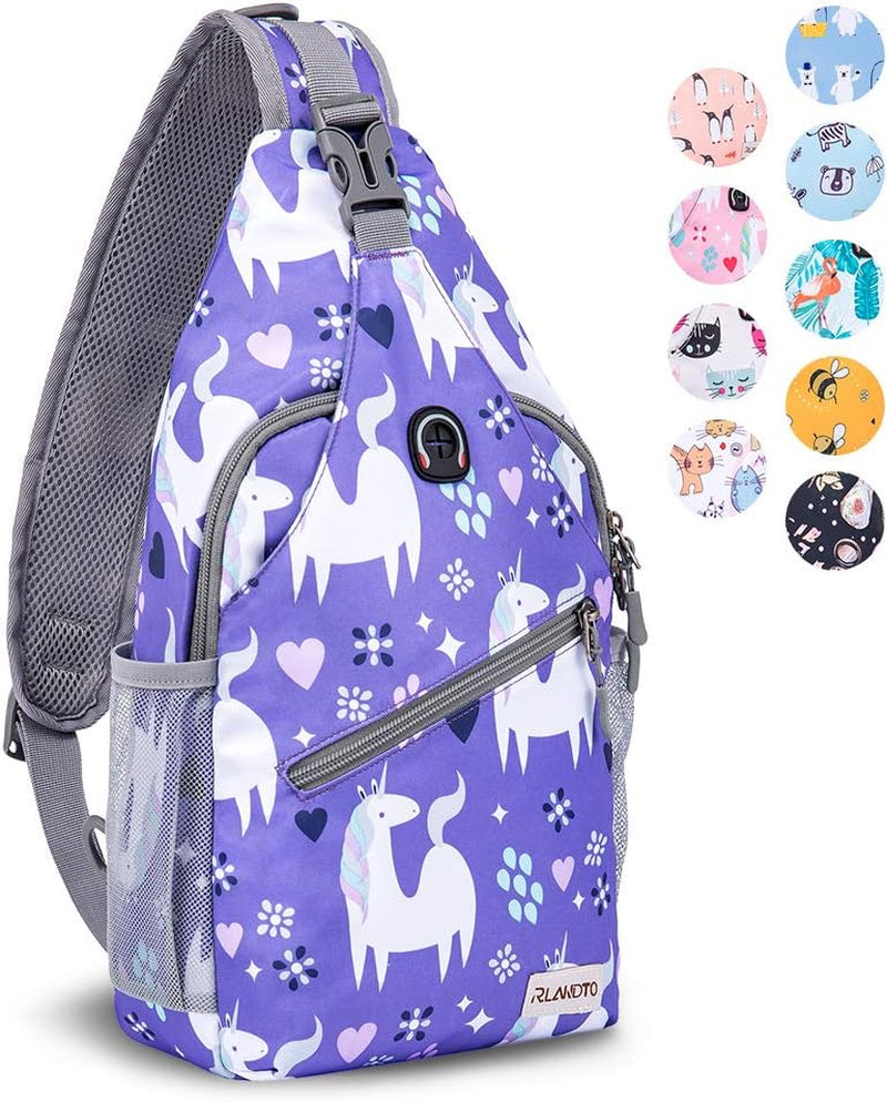 Sling Bag for Women Men, Small Crossbody Sling Backpack, Mini Water Resistant Shoulder Daypack for Travel, anti Thief Chest Bag for Hiking, Sports(Flamingo Blue)