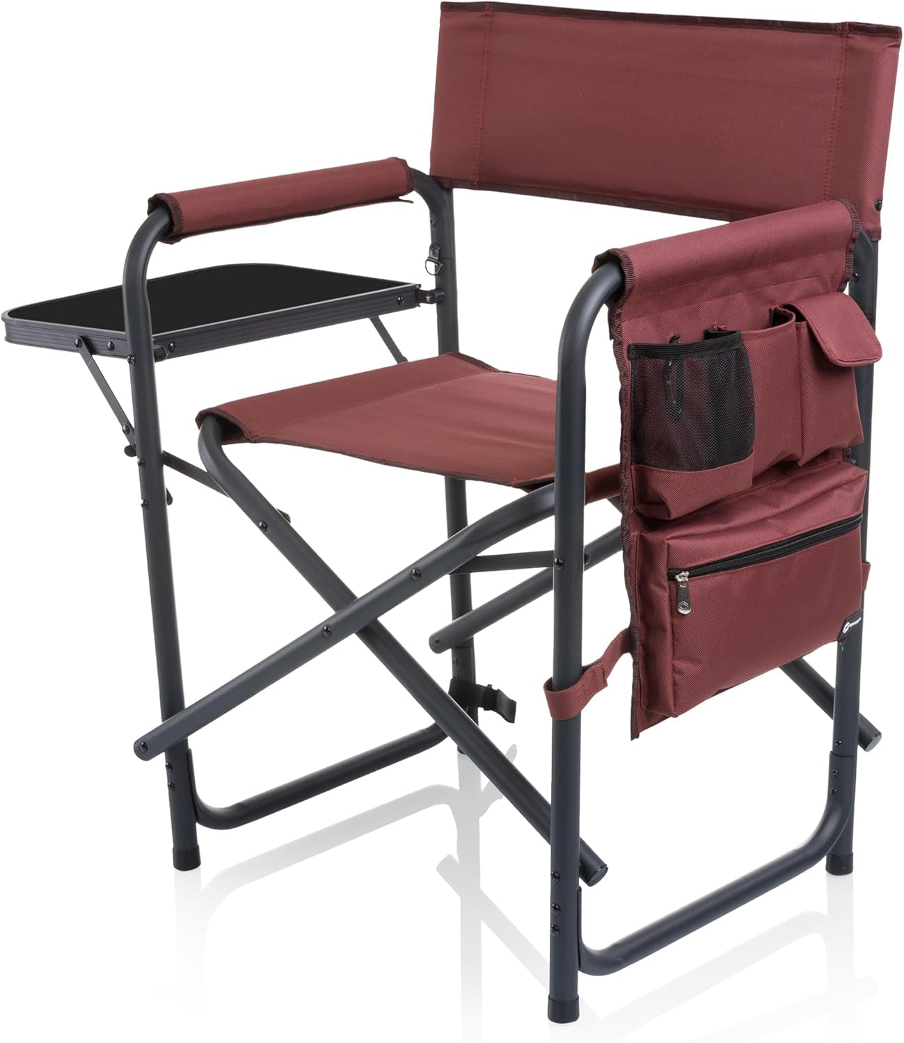 Sports Chair with Side Table, Camping Chair, Beach Chair, Camp Chair for Adults (Red)
