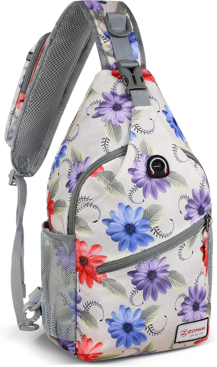 Sling Bag for Women Men, Small Crossbody Sling Backpack, Mini Water Resistant Shoulder Daypack for Travel, anti Thief Chest Bag for Hiking, Sports(Flamingo Blue)