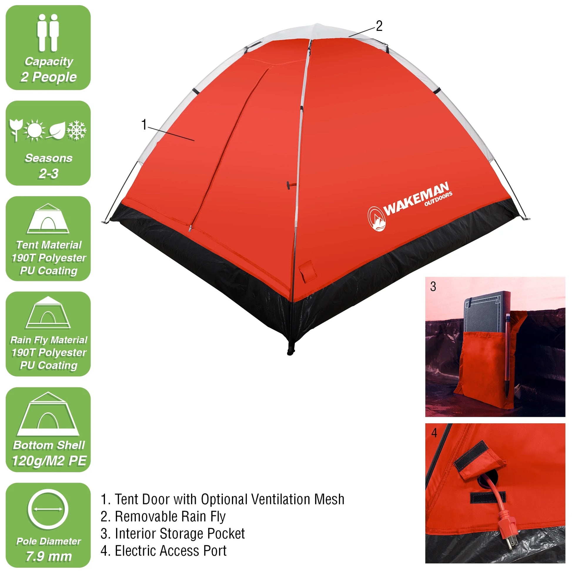 Wakeman 2-Person Dome Tents