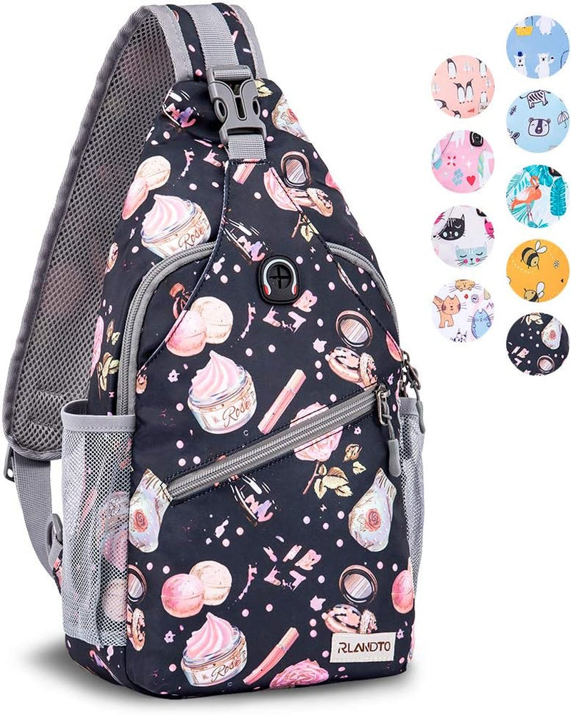 Sling Bag for Women Men, Small Crossbody Sling Backpack, Mini Water Resistant Shoulder Daypack for Travel, anti Thief Chest Bag for Hiking, Sports(Flamingo Blue)