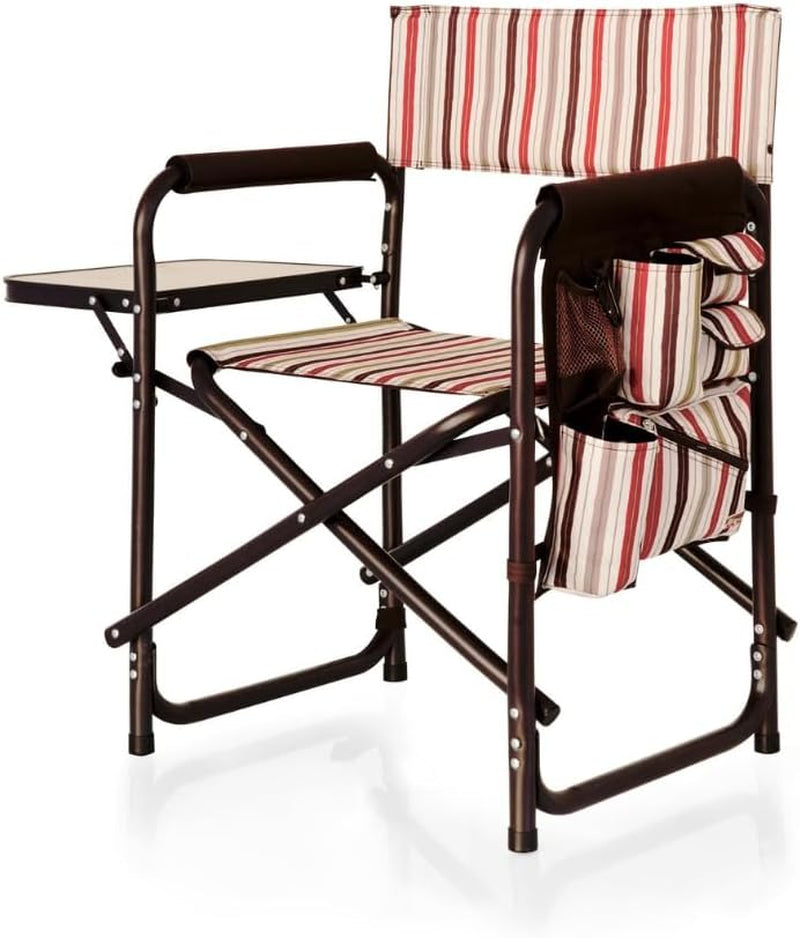Sports Chair with Side Table, Camping Chair, Beach Chair, Camp Chair for Adults (Red)